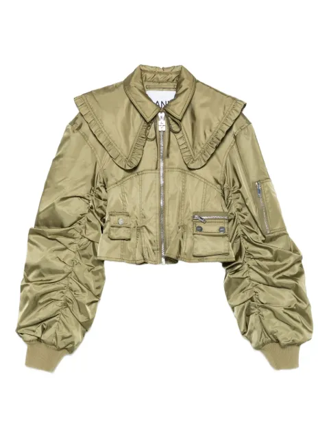 GANNI duchess bomber jacket Green W0410