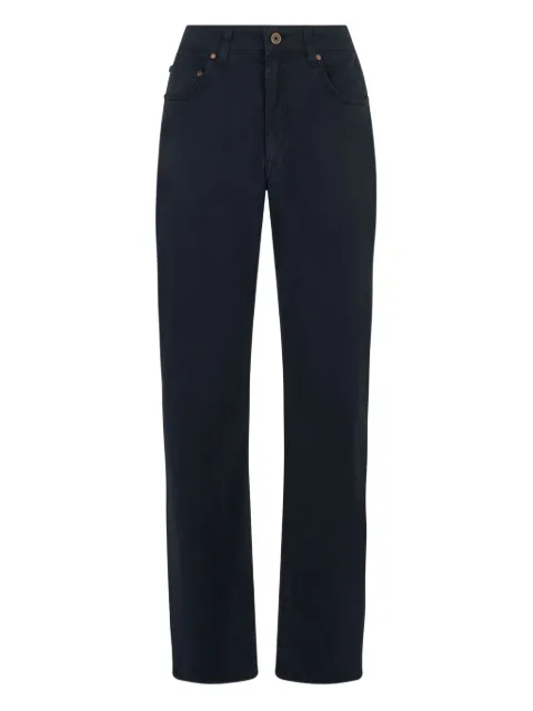 Boglioli belt-loop logo-patch trousers Blue 89889QSB375400108