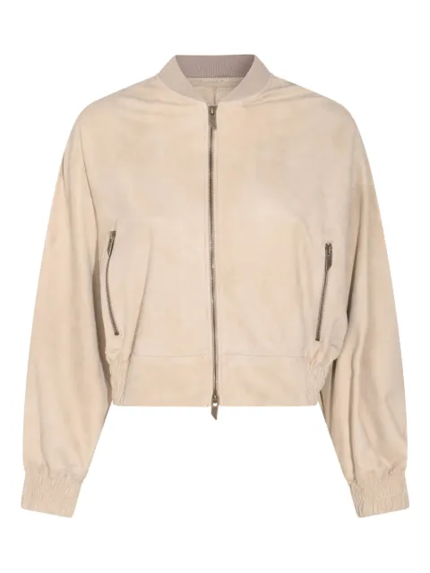 Salvatore Santoro leather bomber jacket Neutrals S25SANTD48036
