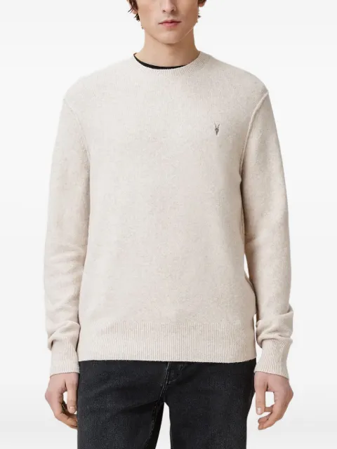 AllSaints logo-embroidered crew-neck jumper Neutrals M039KA