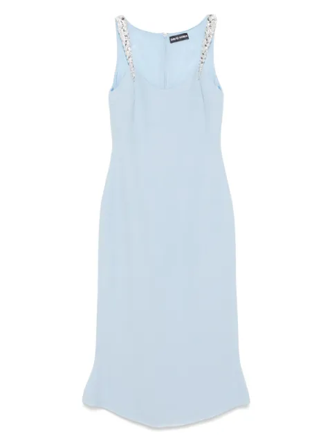 David Koma crystal claw-embroidered flounce dress Blue RE25DK41D