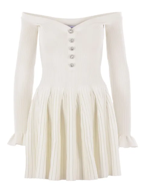 Self-Portrait striped dress White SS25015SW
