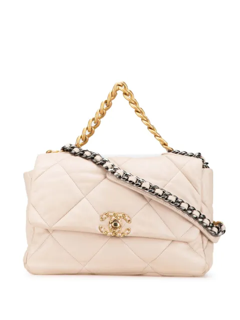 CHANEL Pre-Owned 2021-2024 Large Lambskin 19 Flap satchel Brown J75D5H10KUVEFD8D