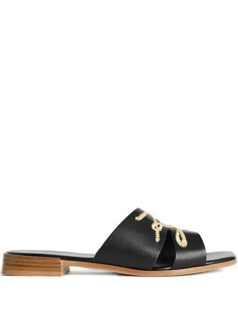 Karl Lagerfeld leather slides Black KL80772