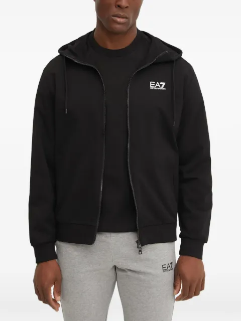 Ea7 Emporio Armani logo-print zip-up hoodie Black PJVRZ8NPM33