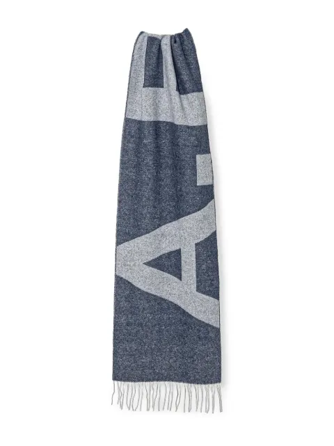 A.P.C. logo-jacquard wool scarf Blue WOAOVM15176
