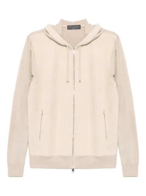 Brett Johnson mixed media full-zip hoodie Neutrals SS25K27CARHEMBIS
