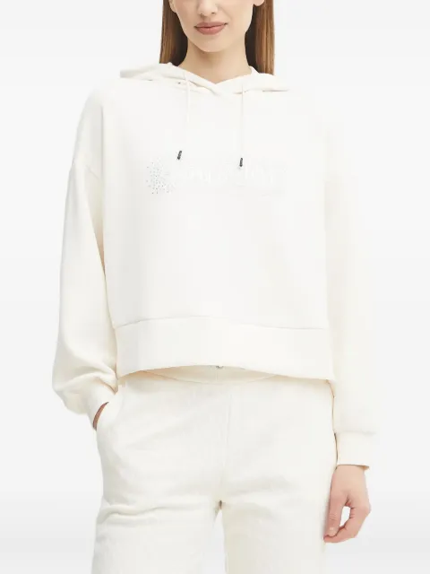 Armani Exchange crystal-embellished long-sleeve hoodie White XW000094AF10804