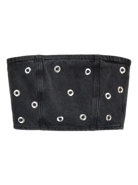 ROTATE BIRGER CHRISTENSEN studded denim top Black 11400529982998