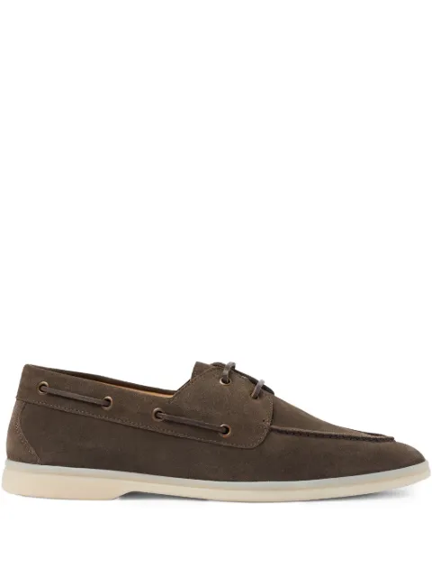 Scarosso leather boat shoes Brown LIOBOATDTASUED