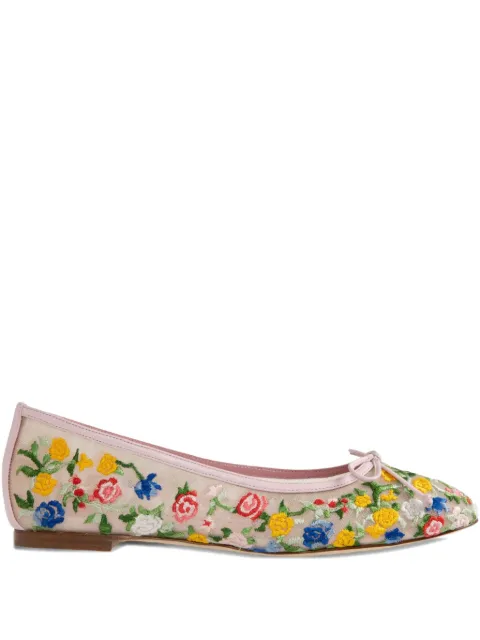 Manolo Blahnik embroidered floral ballerina shoes Pink 1252884
