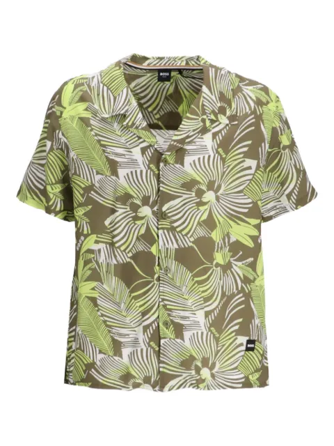 BOSS leaf-print short-sleeve shirt Green 50535793