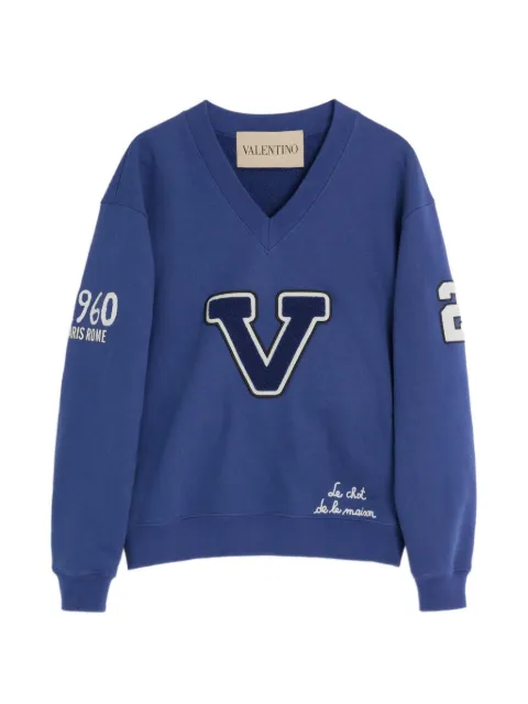 Valentino Garavani embroidered cotton sweatshirt Blue BMF24V9KY