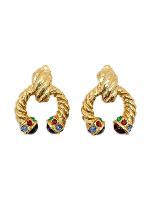 Jennifer Gibson Jewellery 1980s Cabochon earrings Gold JGJMUGHALERG