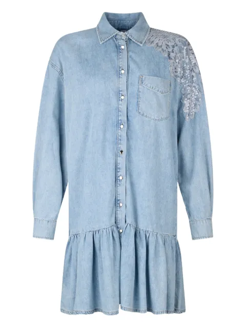 LIU JO lace-detail denim dress Blue UA5129D4851