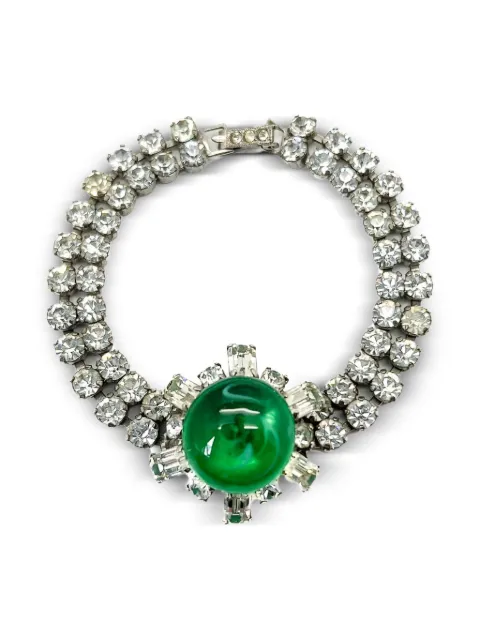 Jennifer Gibson Jewellery 1940s rhinestone bracelet Silver JGJEMERALDBLT