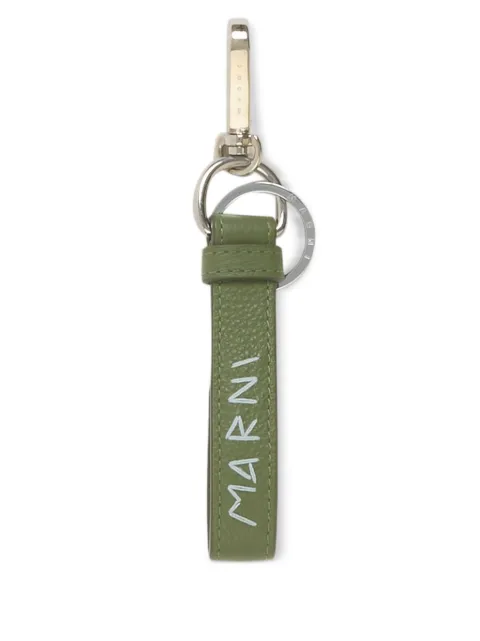 Marni leather keyring with mending-embroidery Green PCMI0018A2P6533