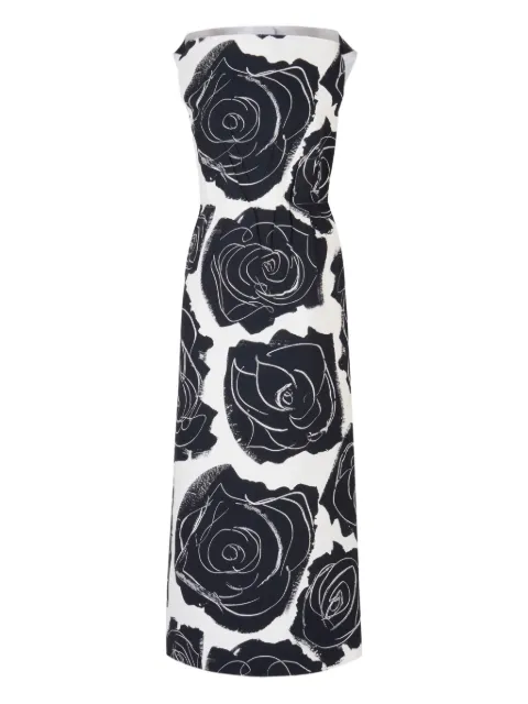 Marni rose-print midi dress White ABMA1420R0UTC536
