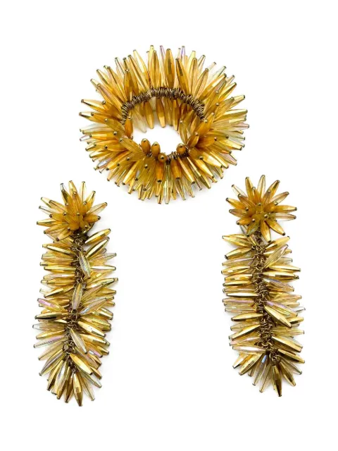 Jennifer Gibson Jewellery 1960s beaded bracelet and earrings set Gold JGJBEADEDSET