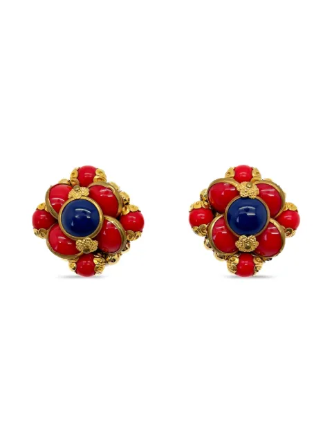 Jennifer Gibson Jewellery 1940s beaded-embellished earrings Gold JGJFRENCHERG