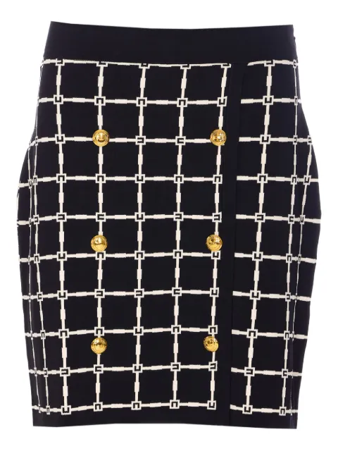 Elisabetta Franchi grid-patterned buttoned mini skirt Black GK10B51E2