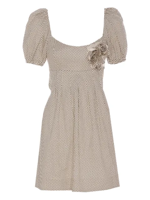 Elisabetta Franchi puff-sleeve polka dot dress Neutrals AB77652E2