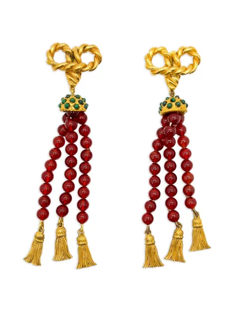 Jennifer Gibson Jewellery 1980s Carnelian tassel earrings Gold JGJCARNELIANERG