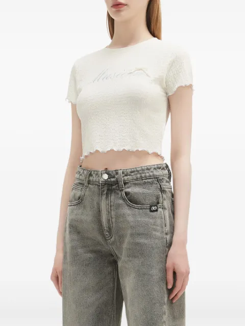 Musium Div. logo-embroidered crop top White MMUTEW00861X