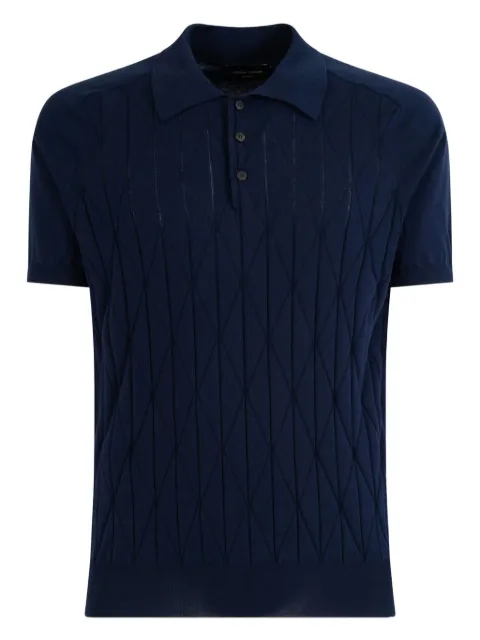 Roberto Collina diamond-pattern polo shirt Blue RB05424