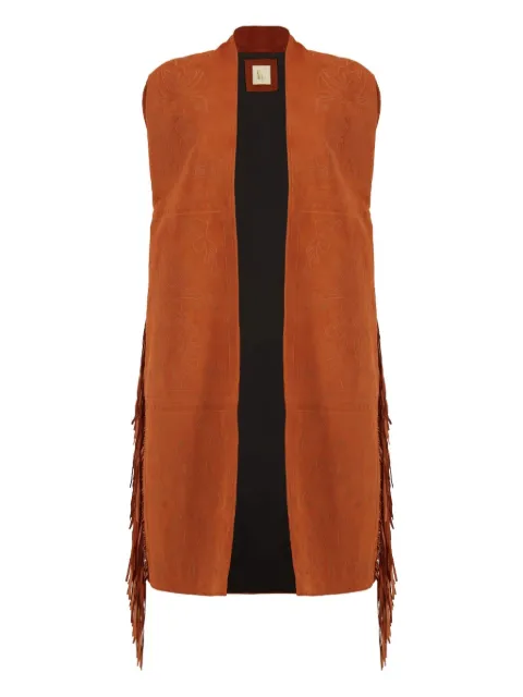 PAULA embroidered suede gilet Brown GARDENIA