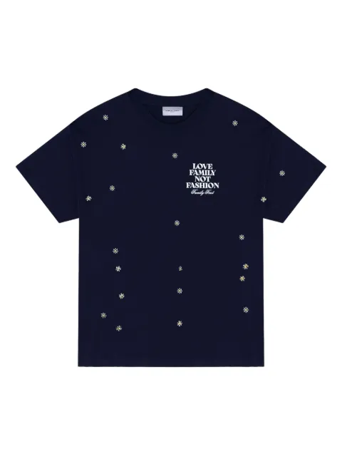 Family First floral-embroidered T-shirt Blue T2502DB