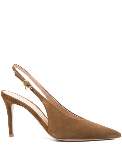 Gianvito Rossi 85mm Robbie slingback pumps Brown G9546185RICCAM