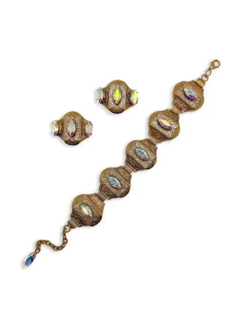 Jennifer Gibson Jewellery 1960s Aurora Borealis bracelet & earrings Gold JGJABSET