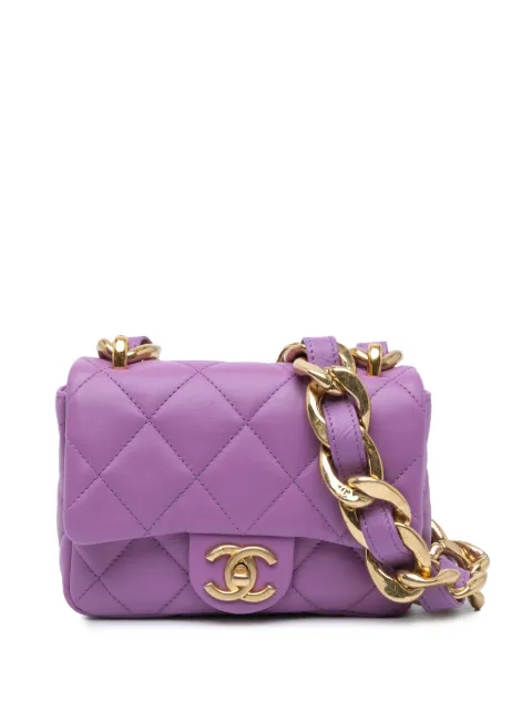 CHANEL Pre-Owned 2021-2024 Mini Quilted Lambskin Funky Town Flap shoulder bag Purple SX9375MT5USXPFQ9