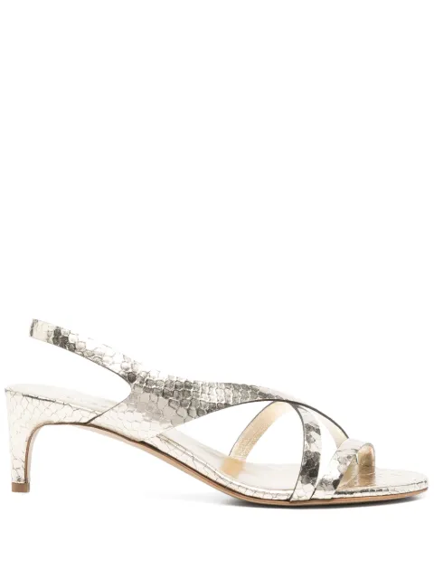 Del Carlo 55mm snakeskin-effect sandals Gold 11920