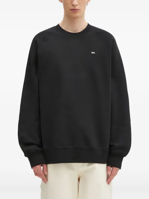 Wood Wood logo-print raglan sweatshirt Black 30250244