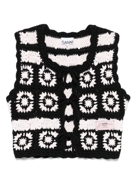 GANNI floral-motif top Black K2440