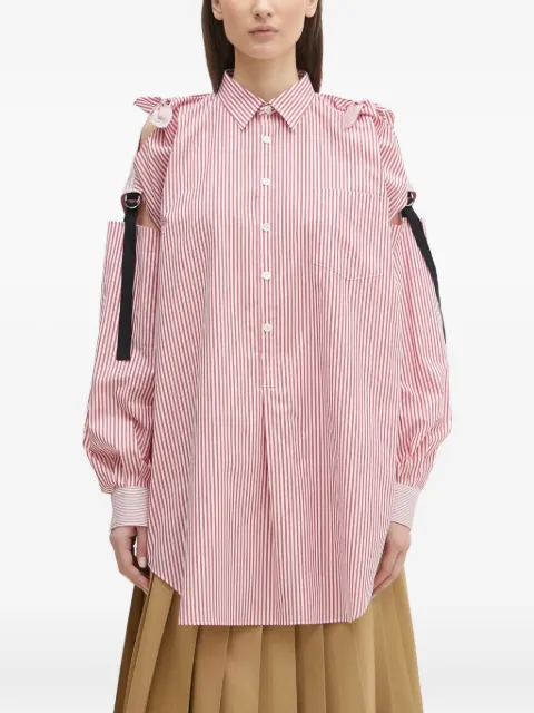 Undercover striped cut-out shoulder shirt Red UP1E1405