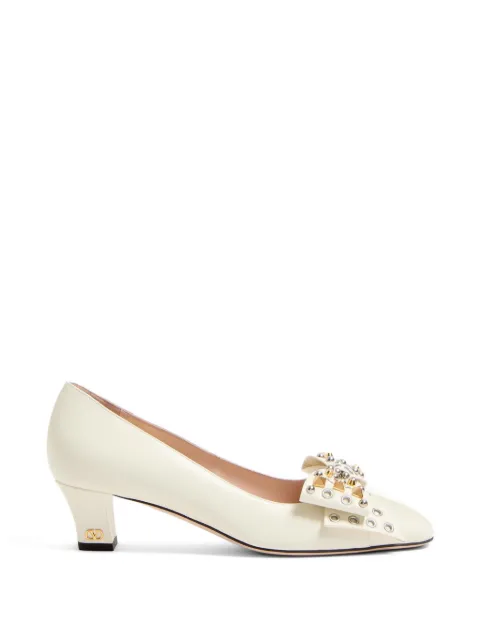 Valentino Garavani Bowow pumps in kidskin with studs 45mm Neutrals WS0LB5ETL