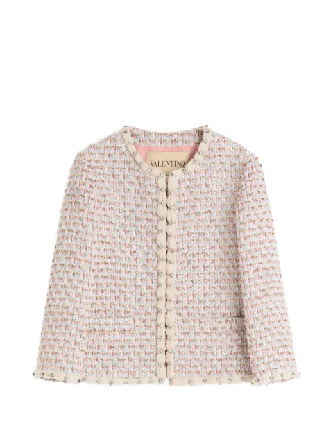Valentino Garavani embroidered ribbon tweed jacket Pink BCE3YI9E5