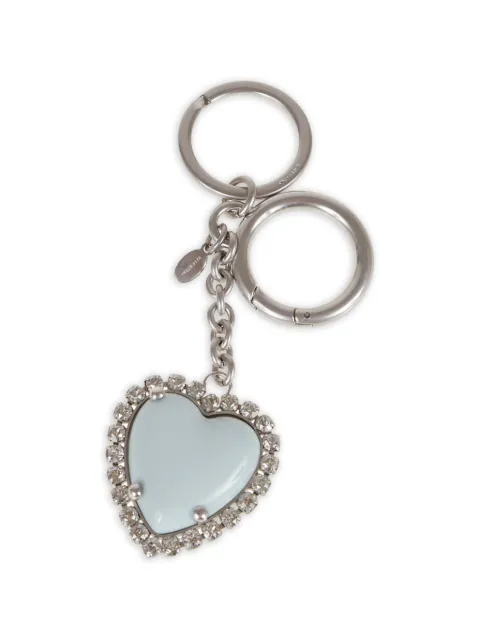 Valentino Garavani Coeur Hyperbole bag charm with key chain in metal, synthetic material, and crystals Silver WP0AU5CEL