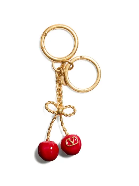 Valentino Garavani Chez metal and enamel bag charm with key ring Red WP0AU3MJP