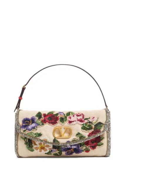 Valentino Garavani DeVain embroidered small shoulder bag Neutrals WB0S14YTJ