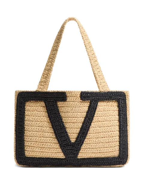 Valentino Garavani medium Viva Superstar raffia tote bag Neutrals WB0S11QET