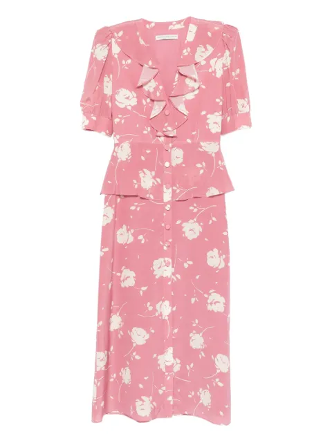 Alessandra Rich floral-print midi dress Pink FABX4138F4567