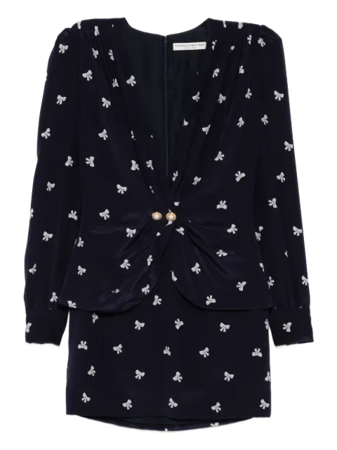 Alessandra Rich bow-print mini dress Blue FABX4229F4595