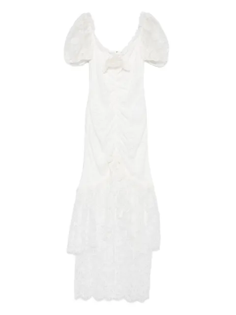 Alessandra Rich puff-sleeve lace maxi dress White FABX4121P4609