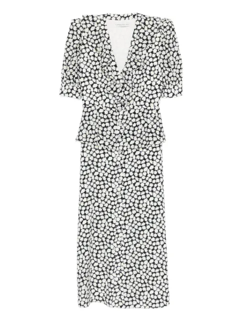 Alessandra Rich floral-print midi dress Black FABX4138F4569