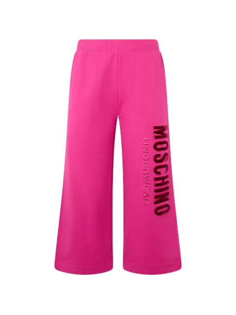 Moschino logo-print wide-leg track pants Pink A43129001