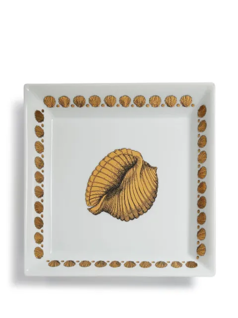 Fornasetti Giro di Conchiglie square plate White P32Z125FOR23
